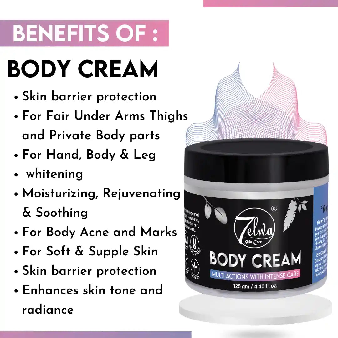 7elwa Body Cream | Multi Actions with Intense Care | For Body Skin Whitening | 125 GM