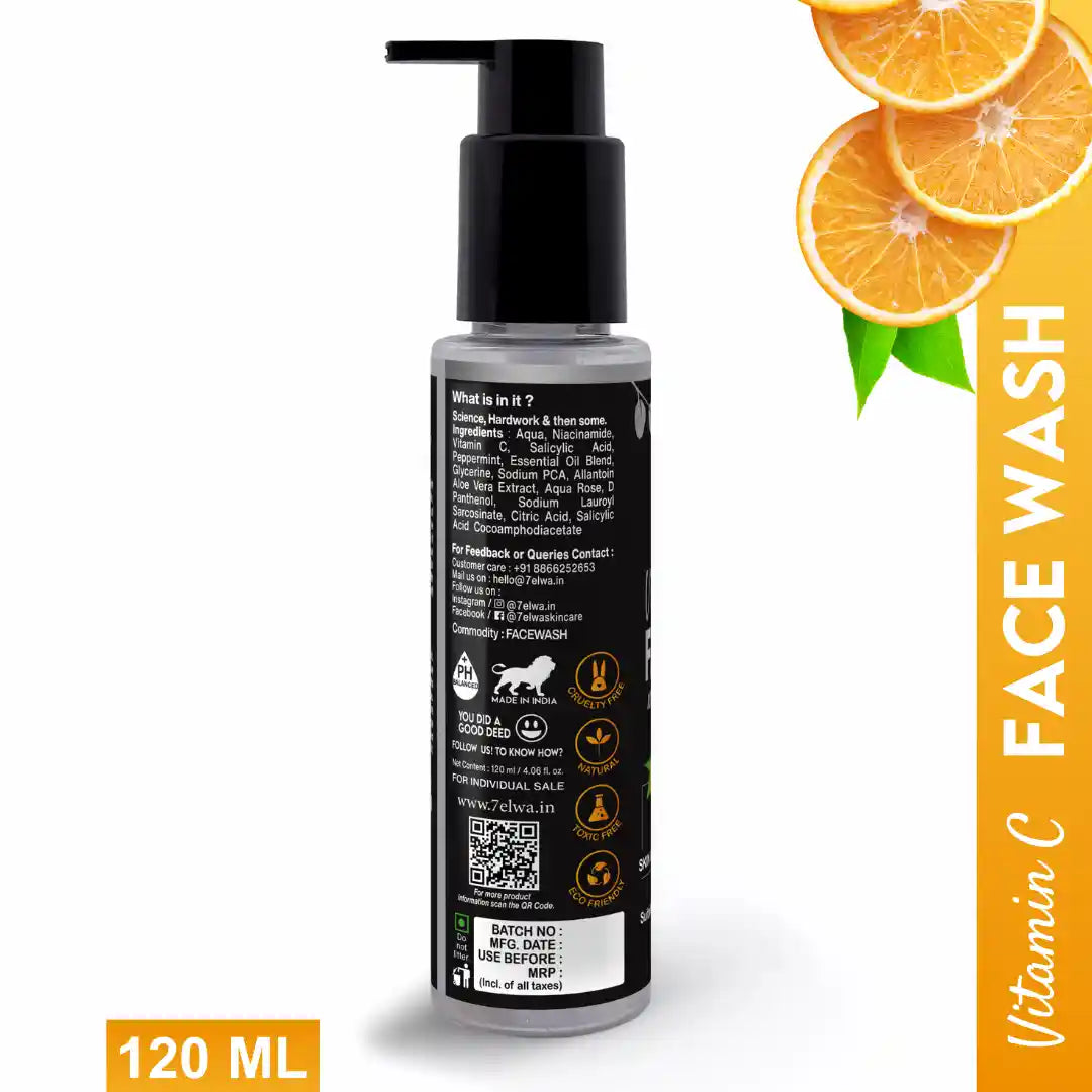 "7elwa Vitamin C Facewash – deep cleansing and brightening skincare solution"