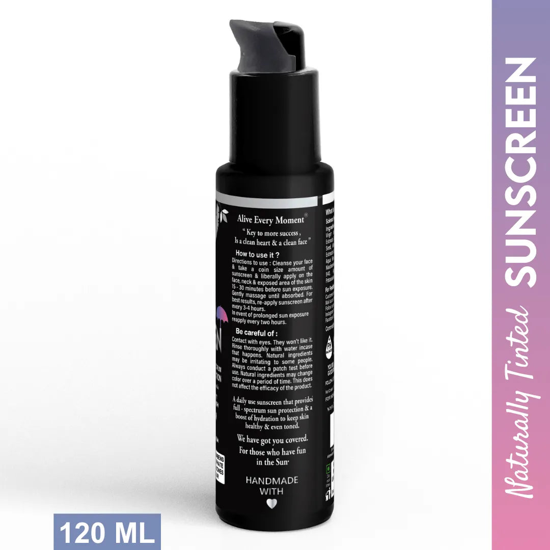 7elwa Naturally Tinted Sunscreen | SPF 50 | PA++ | Multi Protection | Non Greasy & Matte Finish | 120 ml