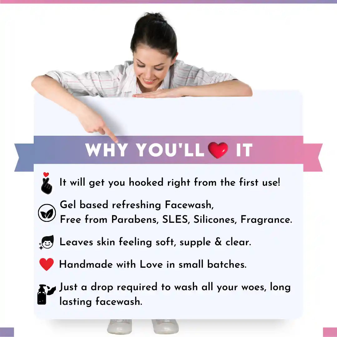 "7elwa Tea Tree Facewash with Neem, Basil & Honey – clears acne, pimples and brightens skin"