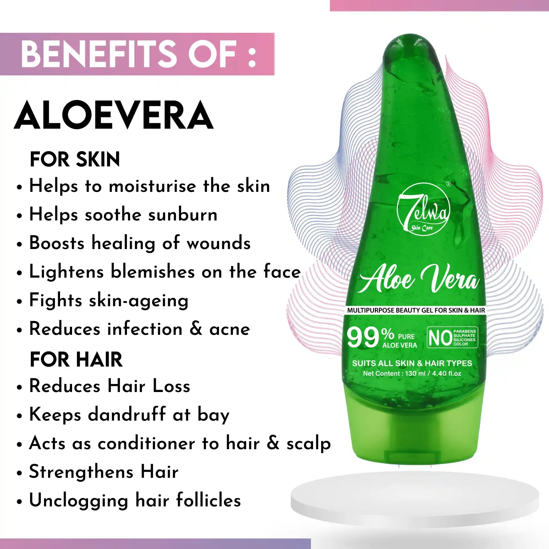 99.99% Pure Aloe Vera – Multipurpose Beauty Gel For Skin & Hair  | 120 ml