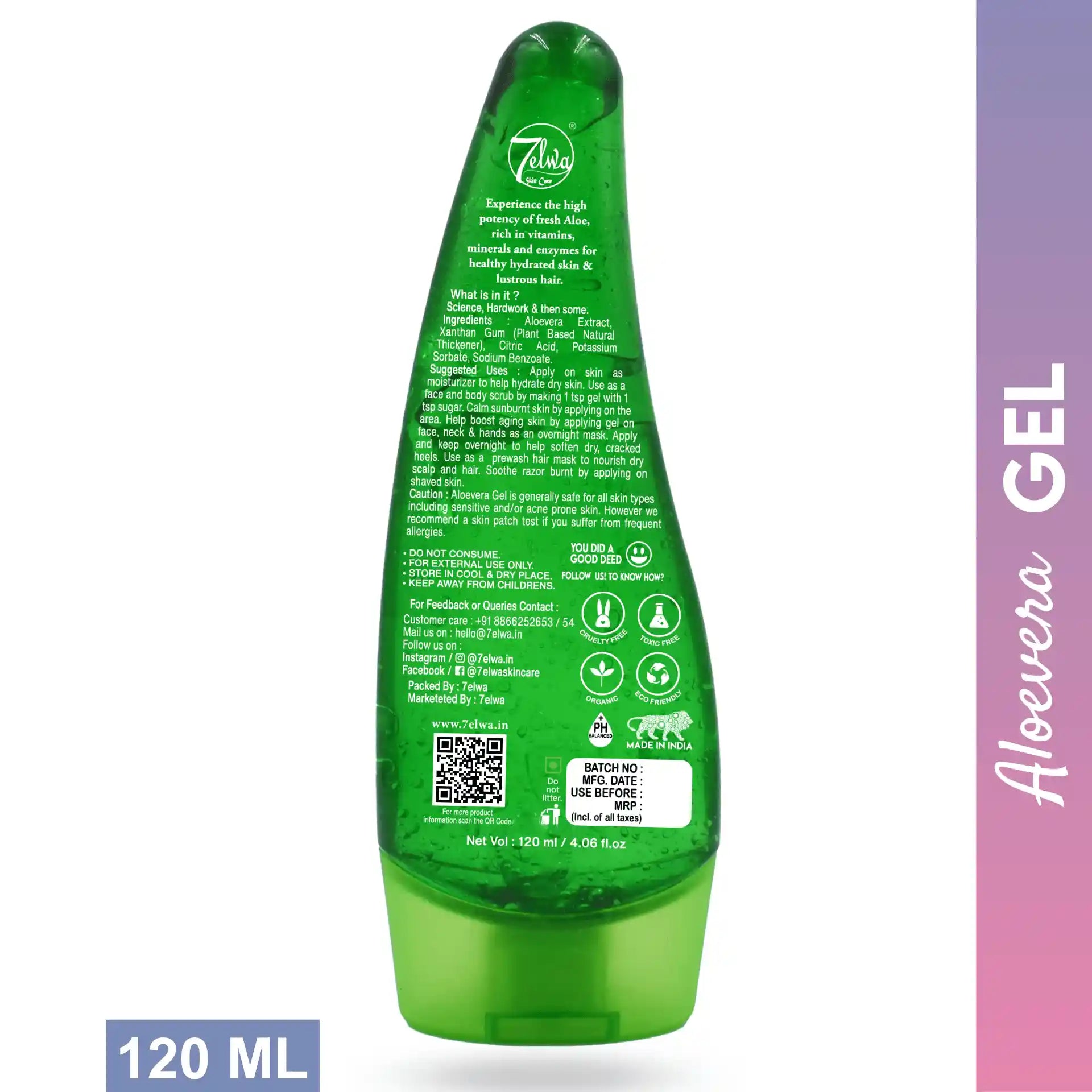 99.99% Pure Aloe Vera – Multipurpose Beauty Gel For Skin & Hair  | 120 ml