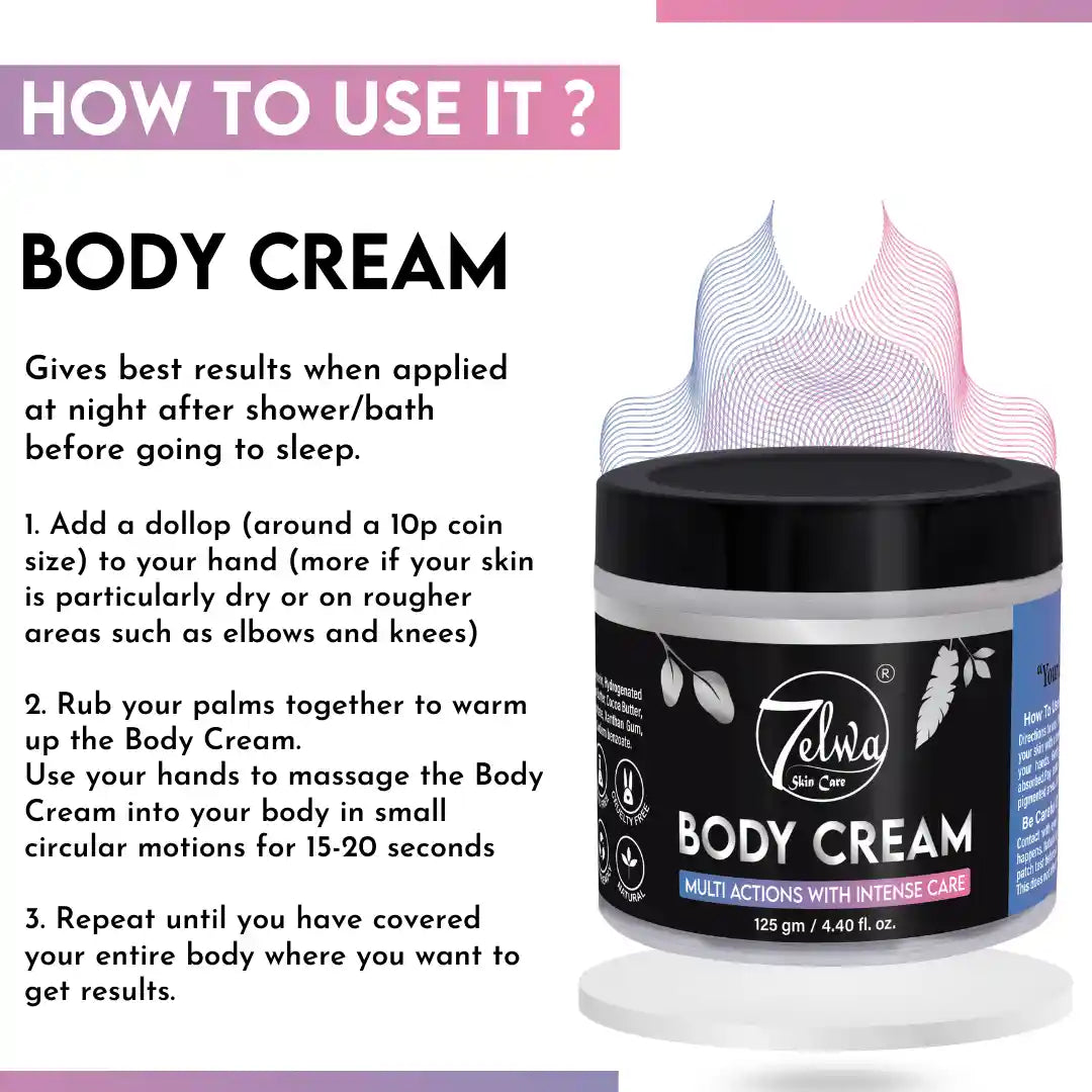 7elwa Body Cream | Multi Actions with Intense Care | For Body Skin Whitening | 125 GM