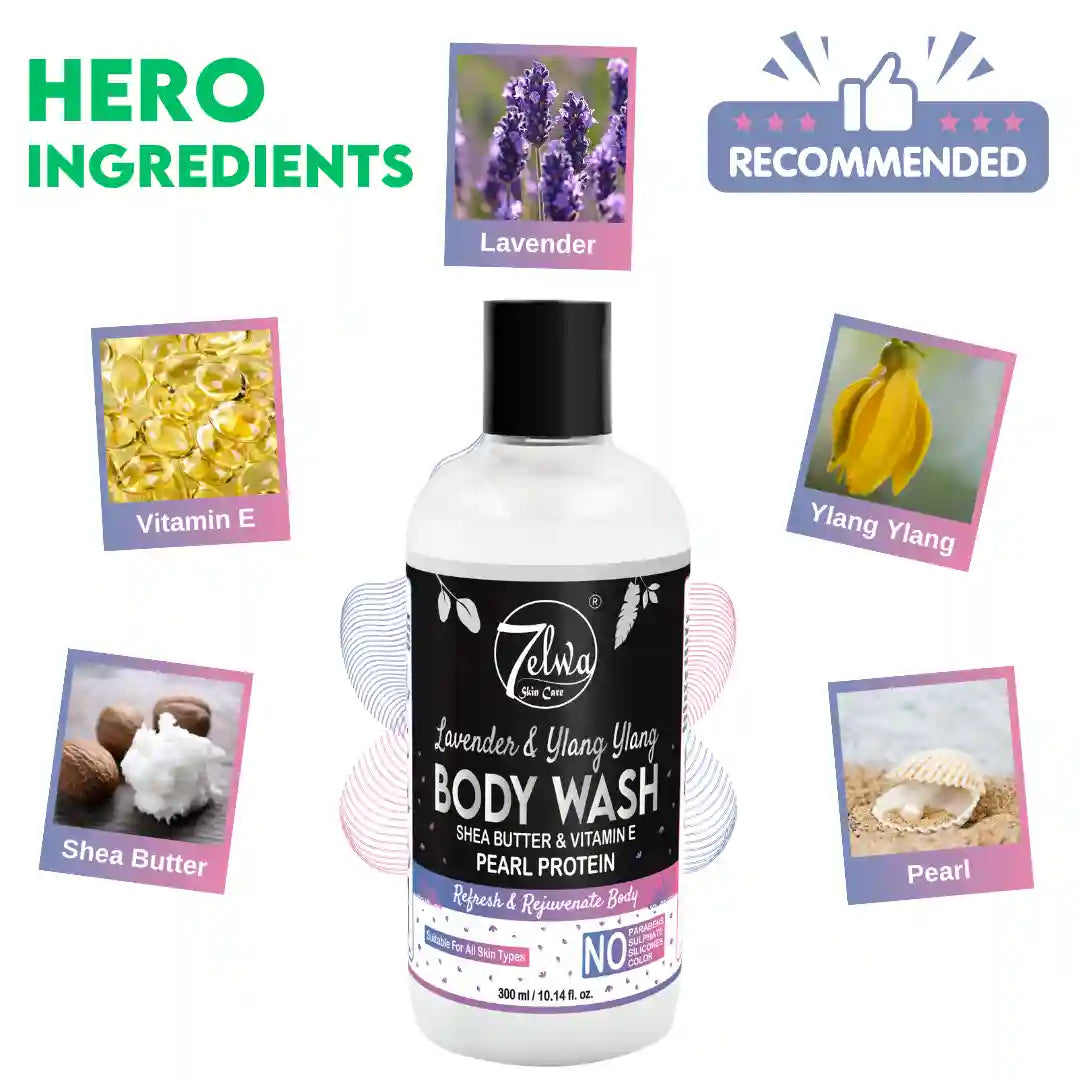 Lavender & Ylang Ylang Body Wash | with SHEA BUTTER & VITAMIN E | Refresh and Rejuvenate Body | 300 ML