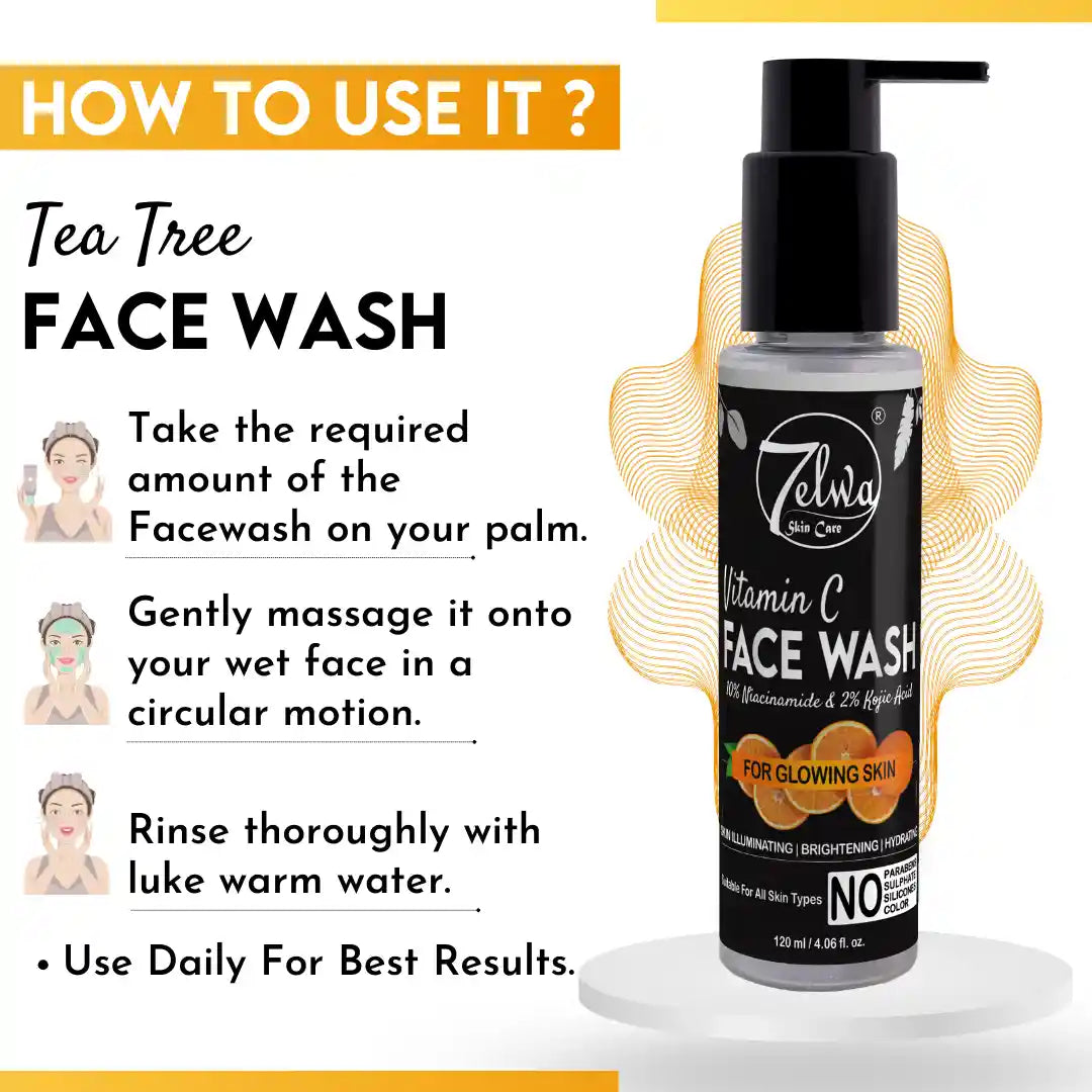 "7elwa Vitamin C Facewash – gentle foaming cleanser for refreshed skin"