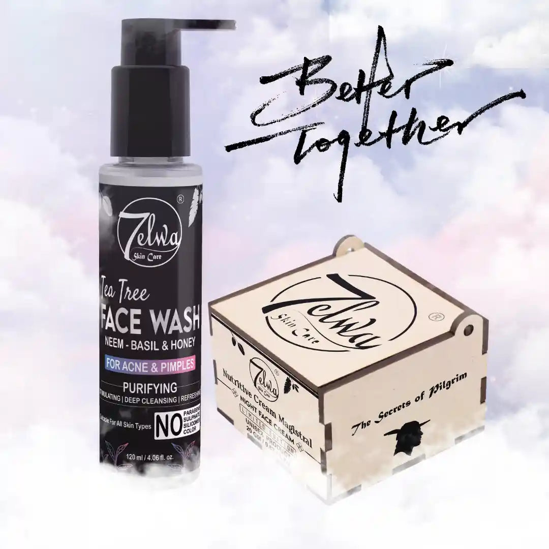 7elwa Tea Tree Facewash and Night Face Cream combo – complete skincare duo